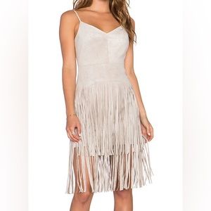 BCBGMAXAZRIA Faux Suede Evin Fringe Dress